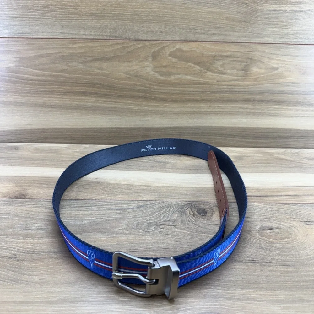 Peter Millar Web Belt Streamsong Golf Club Mens 44 Blue Sports Business Casual